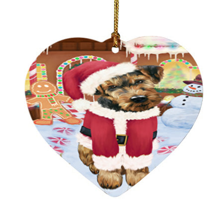 Christmas Gingerbread House Candyfest Airedale Terrier Dog Heart Christmas Ornament HPOR56477