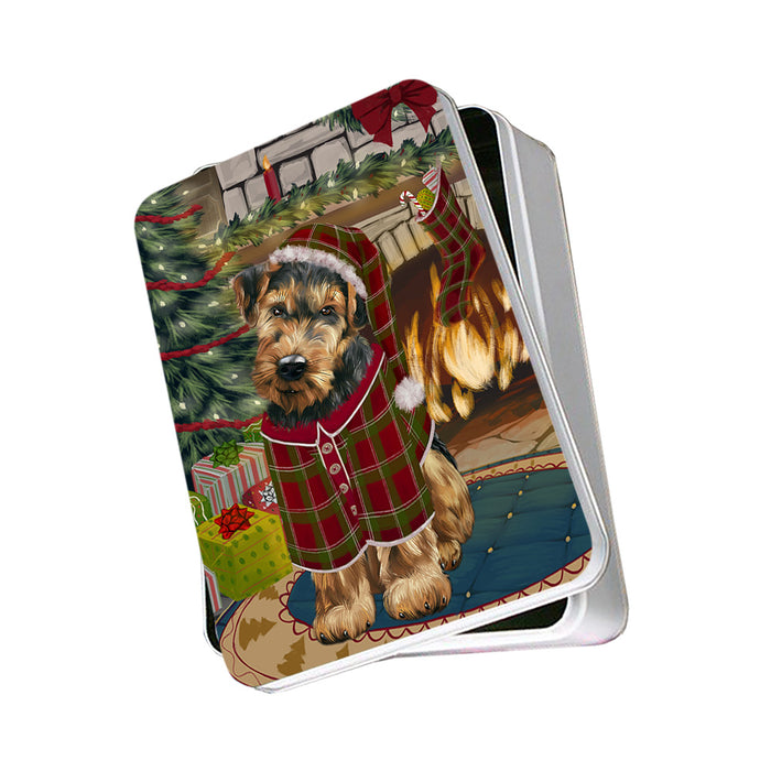 The Stocking was Hung Airedale Terrier Dog Photo Storage Tin PITN55091