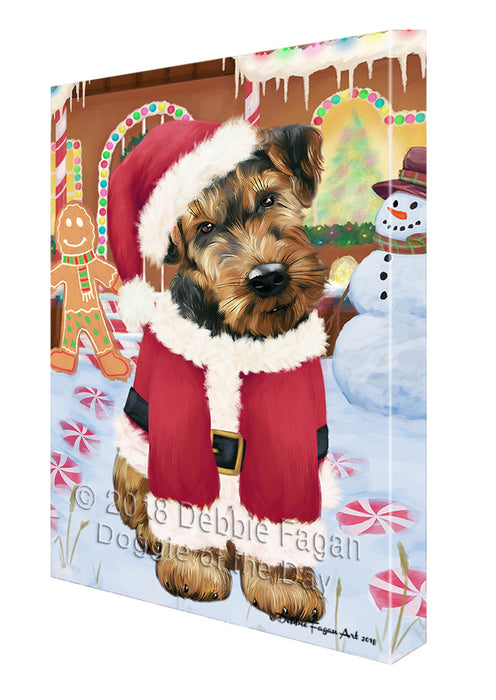 Christmas Gingerbread House Candyfest Airedale Terrier Dog Canvas Print Wall Art Décor CVS127313