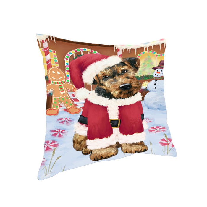 Christmas Gingerbread House Candyfest Airedale Terrier Dog Pillow PIL78776