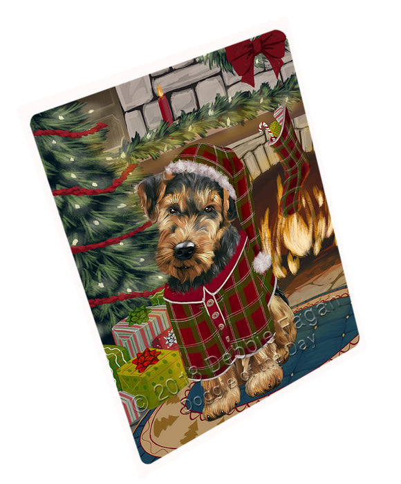 The Stocking was Hung Airedale Terrier Dog Large Refrigerator / Dishwasher Magnet RMAG93156