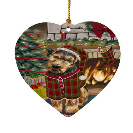 The Stocking was Hung Airedale Terrier Dog Heart Christmas Ornament HPOR55504