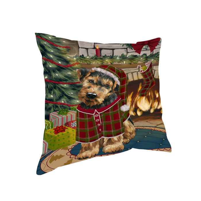 The Stocking was Hung Airedale Terrier Dog Pillow PIL69520