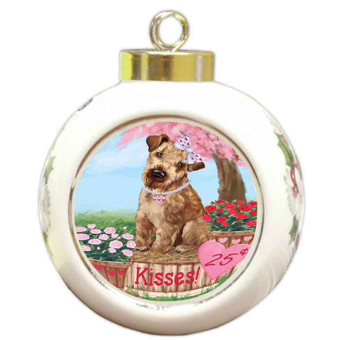 Rosie 25 Cent Kisses Airedale Terrier Dog Round Ball Christmas Ornament RBPOR56111