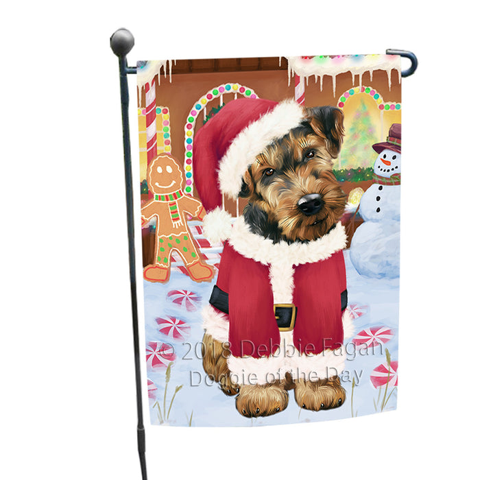 Christmas Gingerbread House Candyfest Airedale Terrier Dog Garden Flag GFLG56669