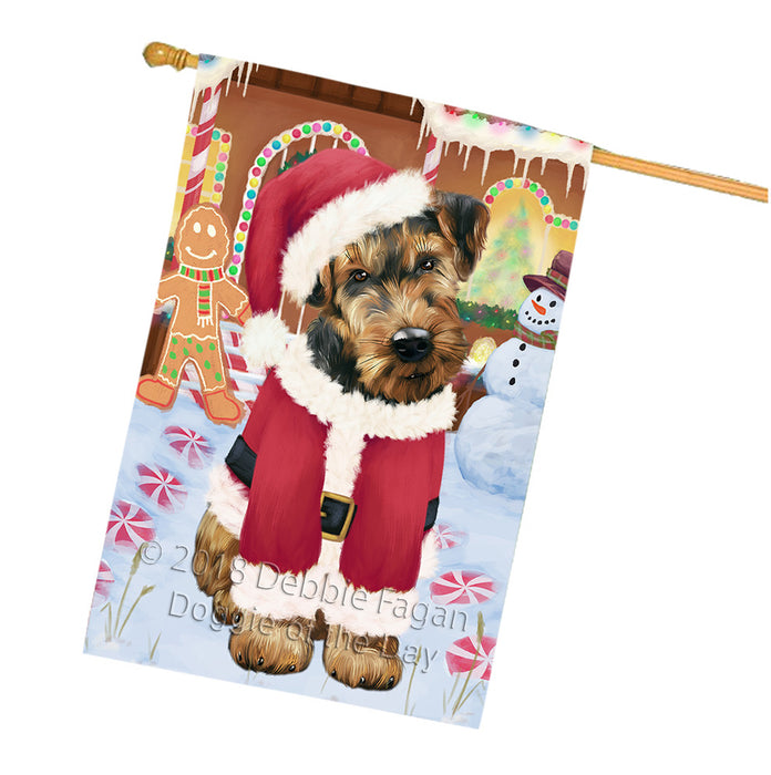 Christmas Gingerbread House Candyfest Airedale Terrier Dog House Flag FLG56805