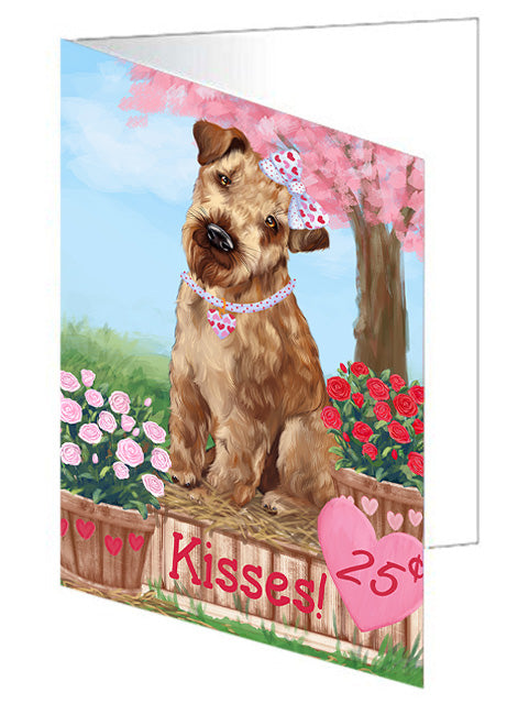 Rosie 25 Cent Kisses Airedale Terrier Dog Handmade Artwork Assorted Pets Greeting Cards and Note Cards with Envelopes for All Occasions and Holiday Seasons GCD71780