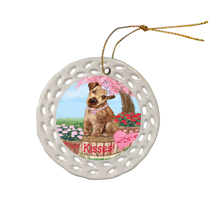 Rosie 25 Cent Kisses Airedale Terrier Dog Ceramic Doily Ornament DPOR56111