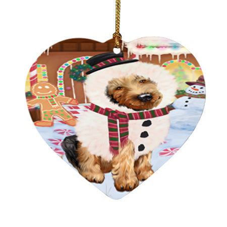Christmas Gingerbread House Candyfest Airedale Terrier Dog Heart Christmas Ornament HPOR56478