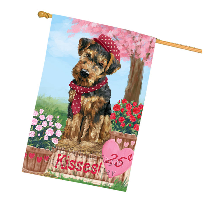 Rosie 25 Cent Kisses Airedale Terrier Dog House Flag FLG56440