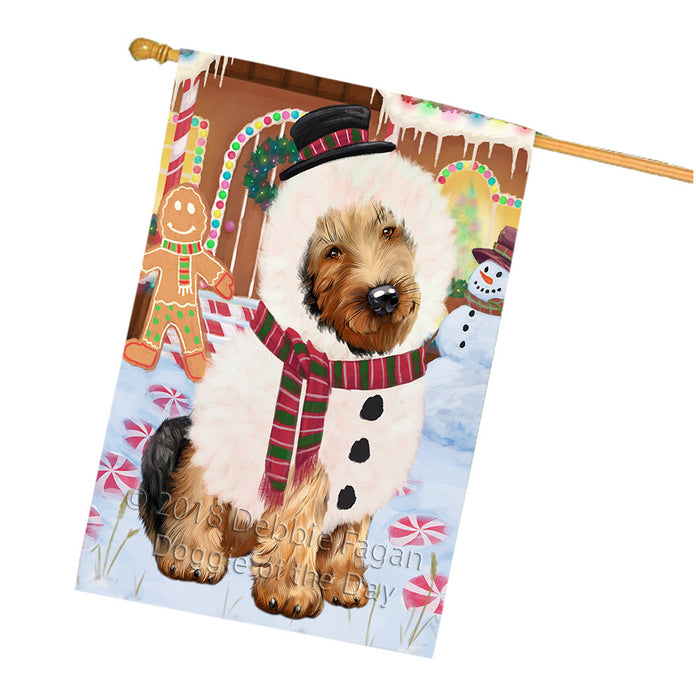 Christmas Gingerbread House Candyfest Airedale Terrier Dog House Flag FLG56806