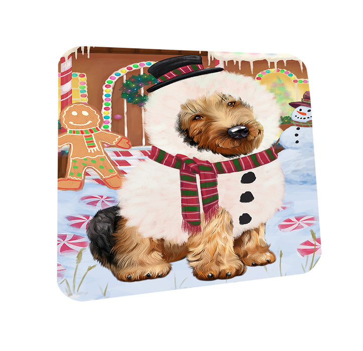 Christmas Gingerbread House Candyfest Airedale Terrier Dog Coasters Set of 4 CST56080