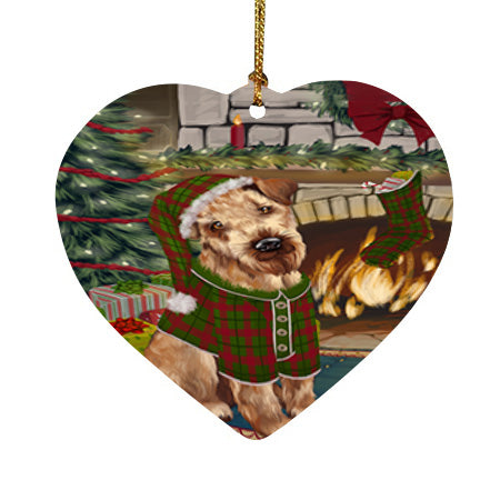 The Stocking was Hung Airedale Terrier Dog Heart Christmas Ornament HPOR55505