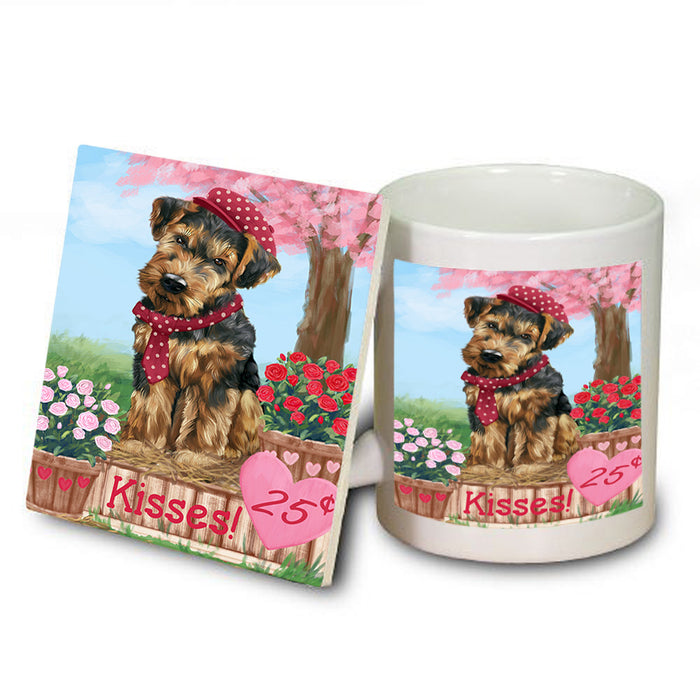 Rosie 25 Cent Kisses Airedale Terrier Dog Mug and Coaster Set MUC55748