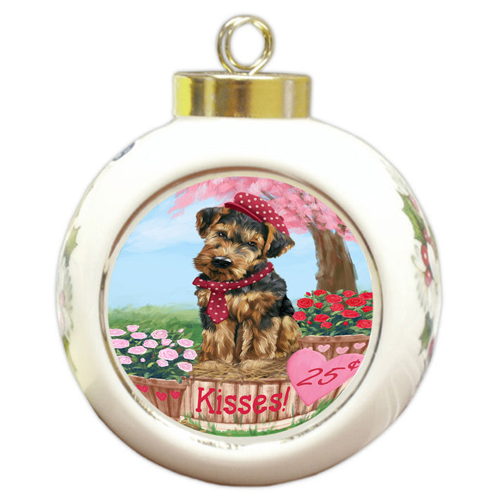 Rosie 25 Cent Kisses Airedale Terrier Dog Round Ball Christmas Ornament RBPOR56112