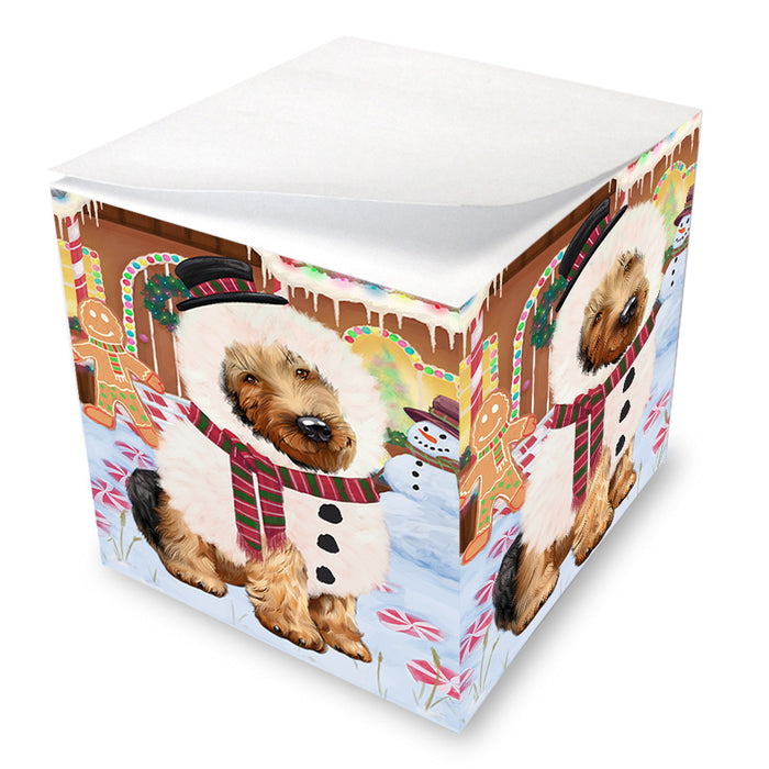 Christmas Gingerbread House Candyfest Airedale Terrier Dog Note Cube NOC54194