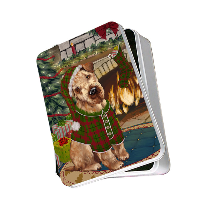 The Stocking was Hung Airedale Terrier Dog Photo Storage Tin PITN55092