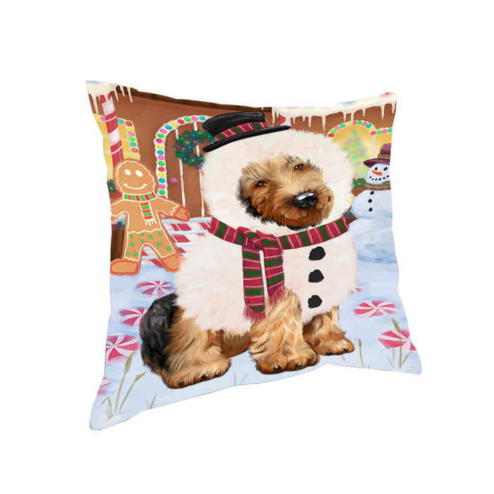 Christmas Gingerbread House Candyfest Airedale Terrier Dog Pillow PIL78780