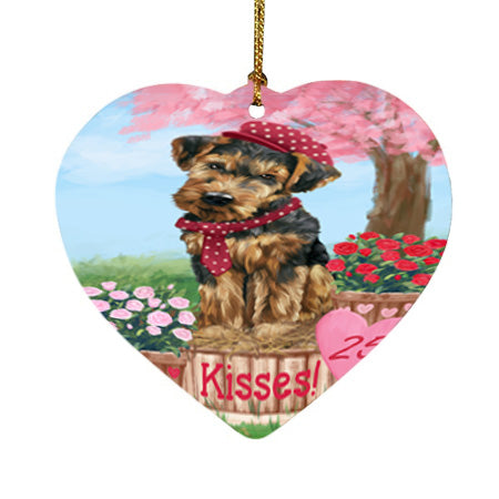 Rosie 25 Cent Kisses Airedale Terrier Dog Heart Christmas Ornament HPOR56112