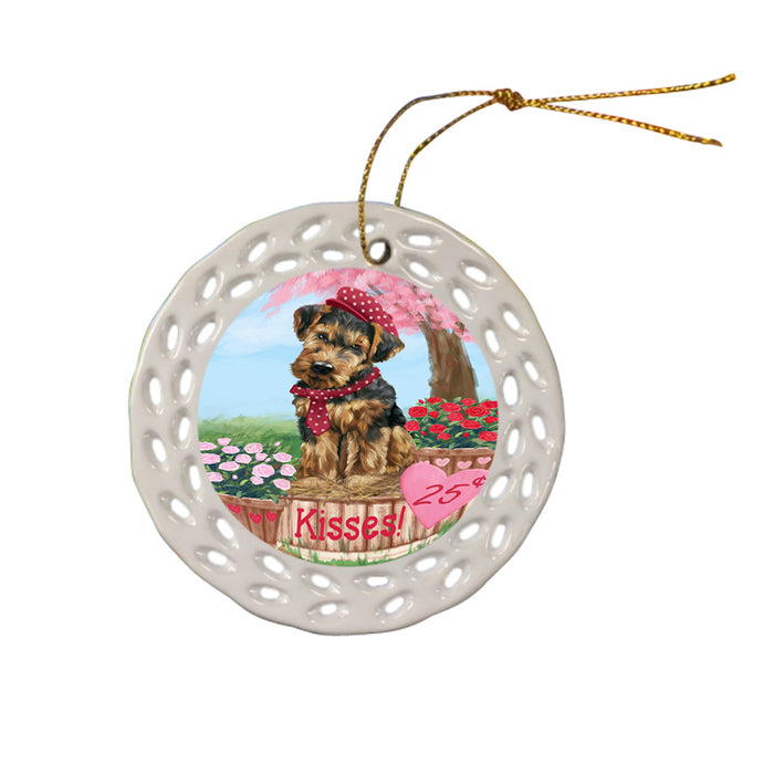 Rosie 25 Cent Kisses Airedale Terrier Dog Ceramic Doily Ornament DPOR56112