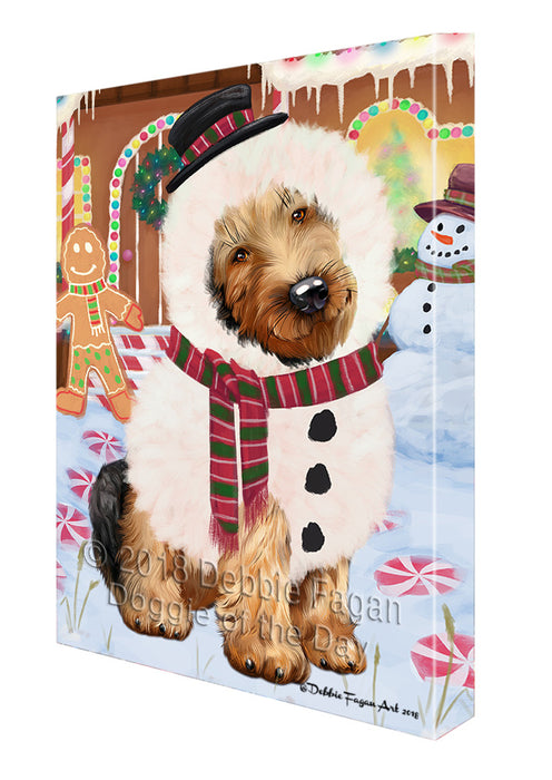 Christmas Gingerbread House Candyfest Airedale Terrier Dog Canvas Print Wall Art Décor CVS127322
