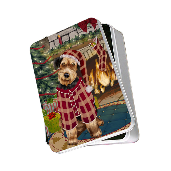 The Stocking was Hung Airedale Terrier Dog Photo Storage Tin PITN55093