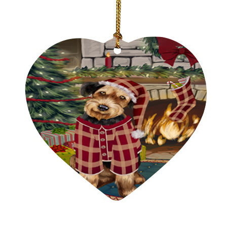 The Stocking was Hung Airedale Terrier Dog Heart Christmas Ornament HPOR55506