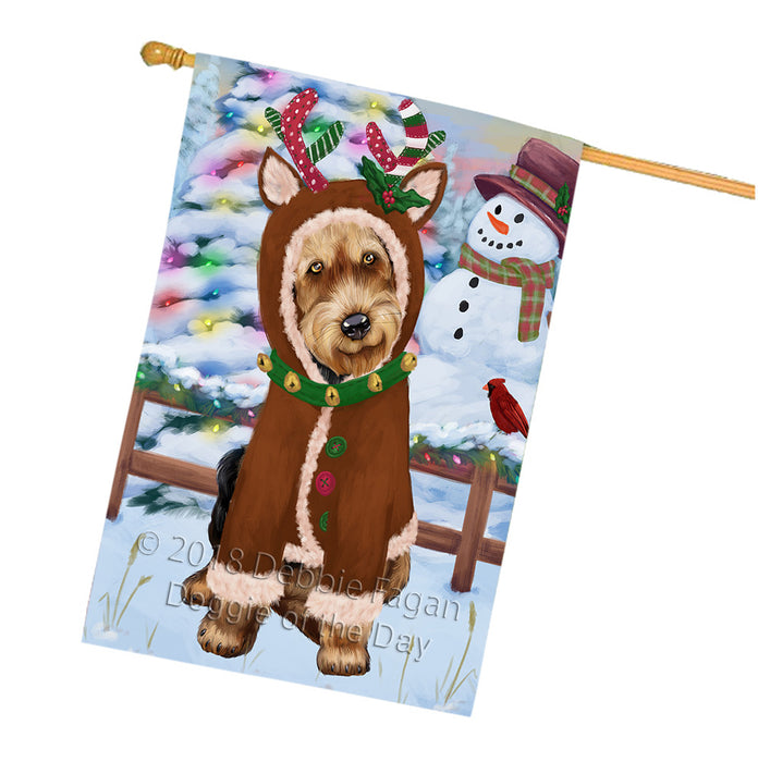 Christmas Gingerbread House Candyfest Airedale Terrier Dog House Flag FLG56807