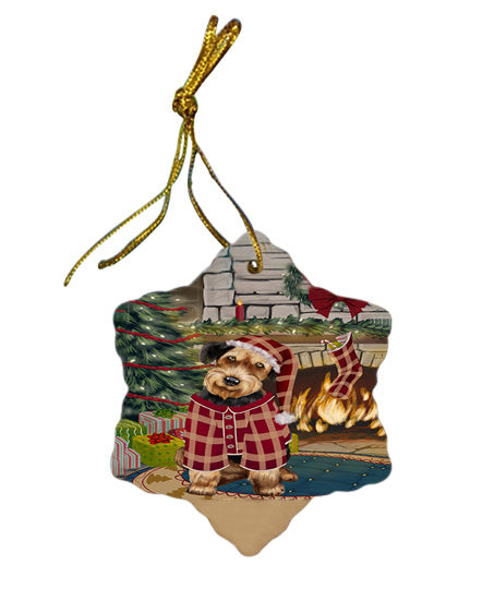 The Stocking was Hung Airedale Terrier Dog Star Porcelain Ornament SPOR55506