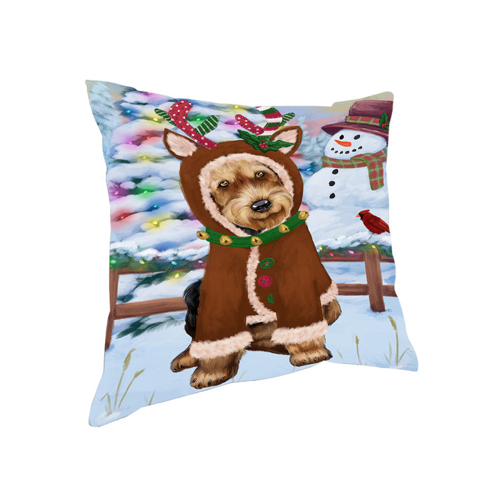 Christmas Gingerbread House Candyfest Airedale Terrier Dog Pillow PIL78784