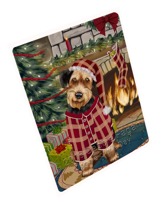 The Stocking was Hung Airedale Terrier Dog Large Refrigerator / Dishwasher Magnet RMAG93168