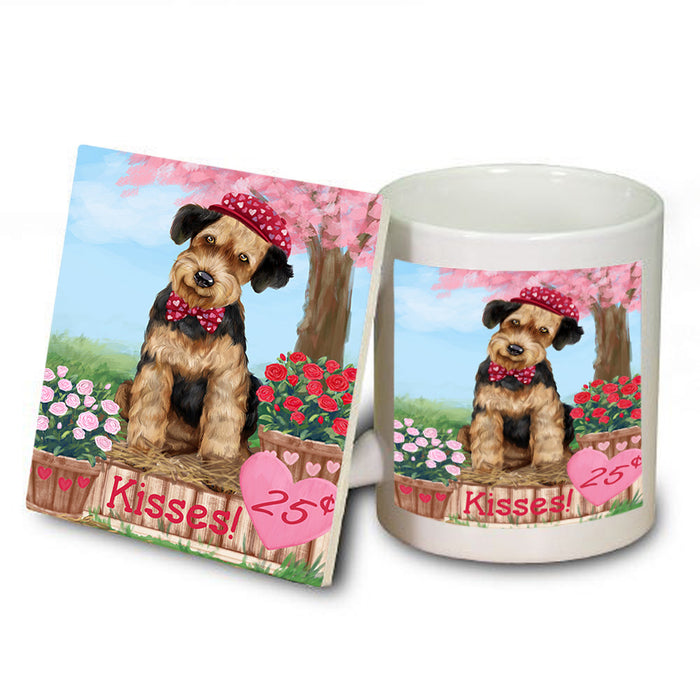 Rosie 25 Cent Kisses Airedale Terrier Dog Mug and Coaster Set MUC55749