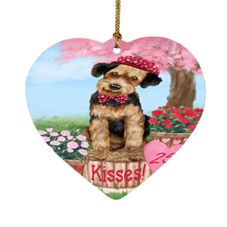 Rosie 25 Cent Kisses Airedale Terrier Dog Heart Christmas Ornament HPOR56113