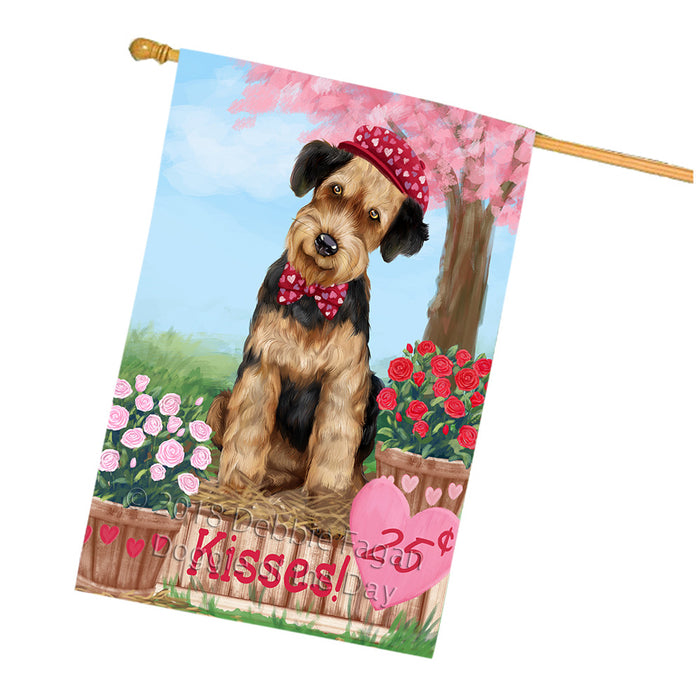 Rosie 25 Cent Kisses Airedale Terrier Dog House Flag FLG56441