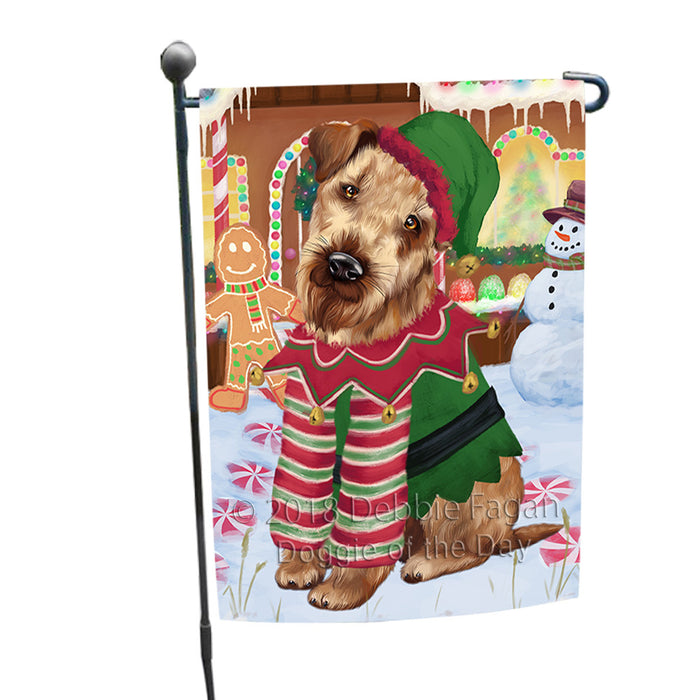 Christmas Gingerbread House Candyfest Airedale Terrier Dog Garden Flag GFLG56672