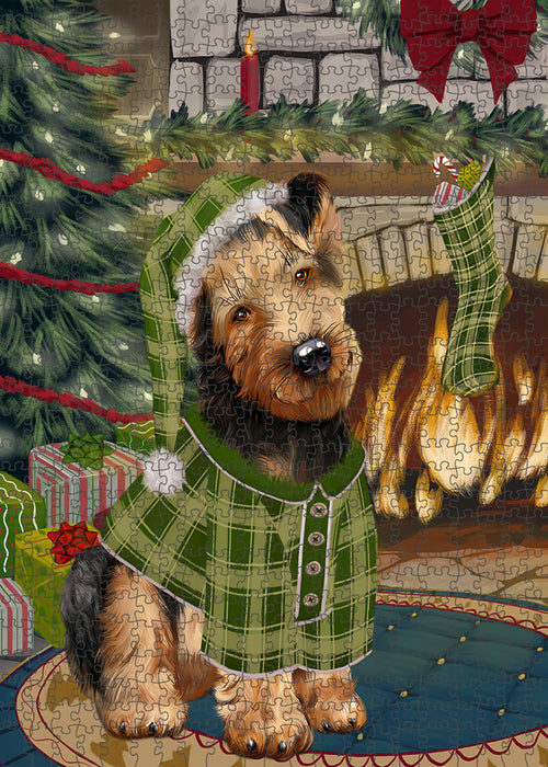 The Stocking was Hung Airedale Terrier Dog Puzzle with Photo Tin PUZL88808
