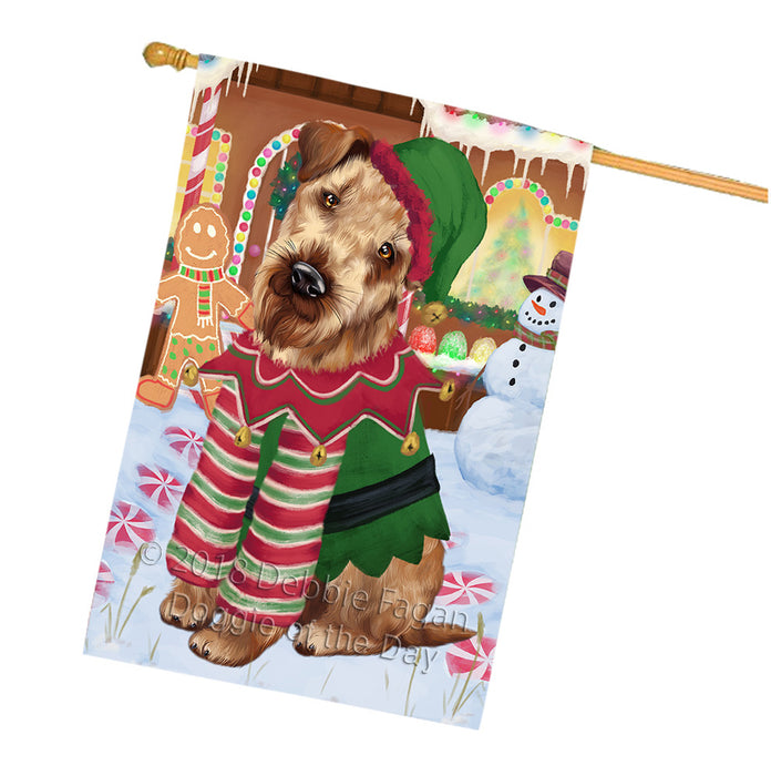Christmas Gingerbread House Candyfest Airedale Terrier Dog House Flag FLG56808