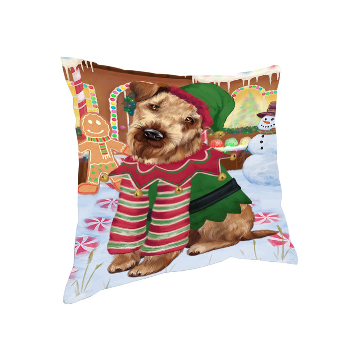 Christmas Gingerbread House Candyfest Airedale Terrier Dog Pillow PIL78788