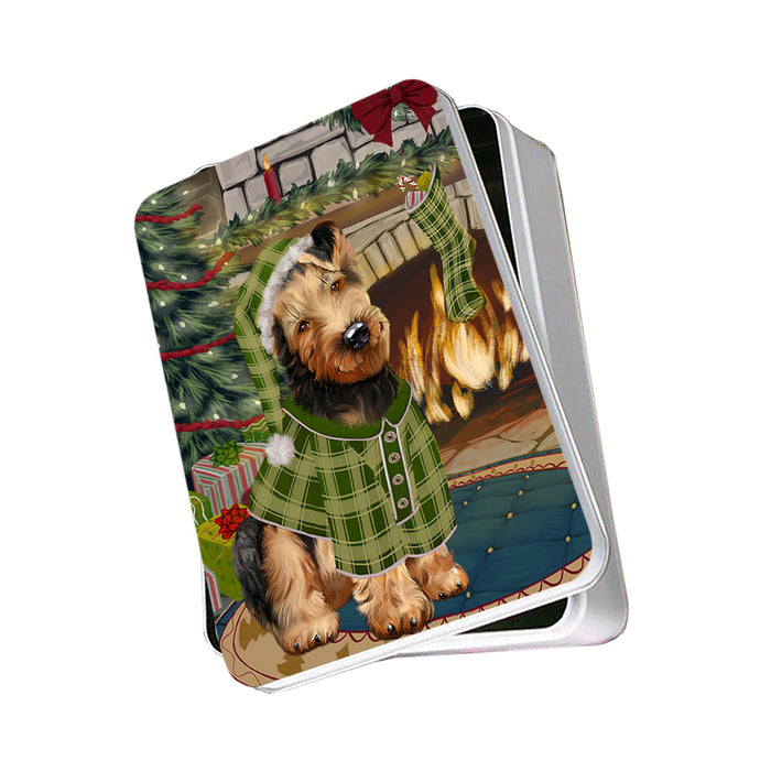 The Stocking was Hung Airedale Terrier Dog Photo Storage Tin PITN55094
