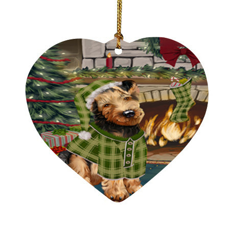 The Stocking was Hung Airedale Terrier Dog Heart Christmas Ornament HPOR55507
