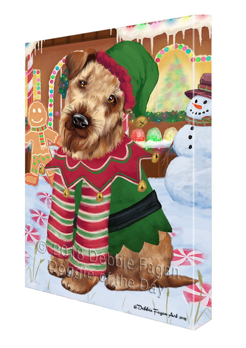 Christmas Gingerbread House Candyfest Airedale Terrier Dog Canvas Print Wall Art Décor CVS127340