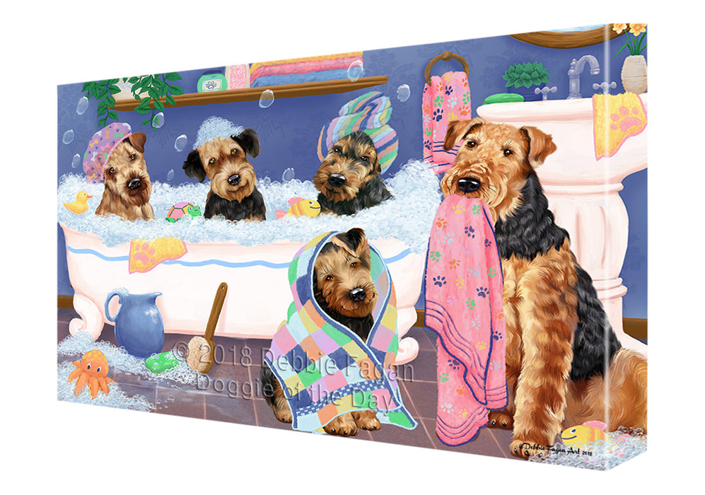 Rub A Dub Dogs In A Tub Airedale Terriers Dog Canvas Print Wall Art Décor CVS132965