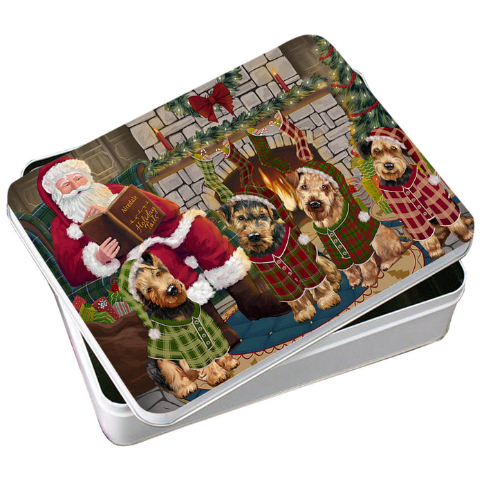 Christmas Cozy Holiday Tails Airedale Terriers Dog Photo Storage Tin PITN55028