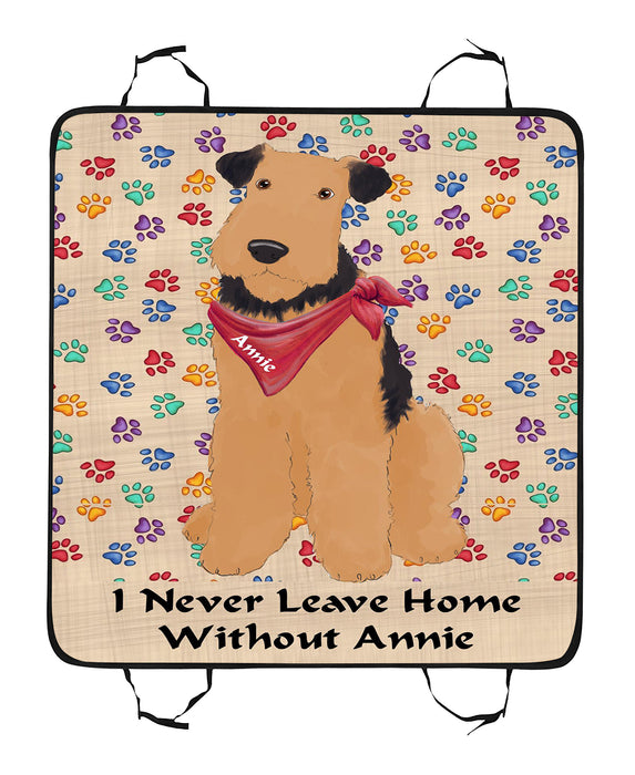 Personalized I Never Leave Home Paw Print Airedale Terrier Dogs Pet Back Car Seat Cover