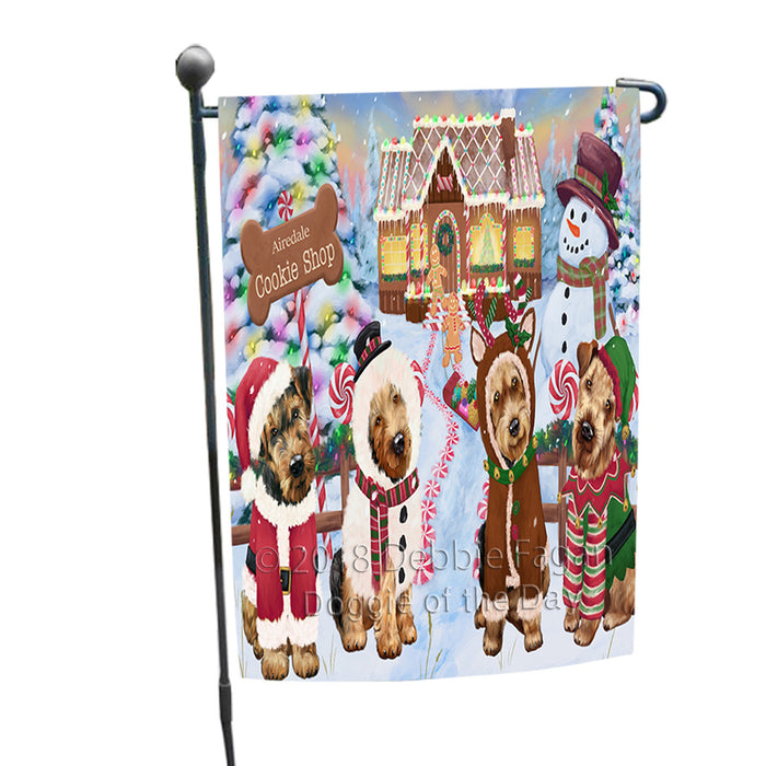 Holiday Gingerbread Cookie Shop Airedale Terriers Dog Garden Flag GFLG56639