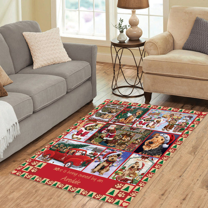 Love is Being Owned Christmas Airedale Terrier Dogs Area Rug