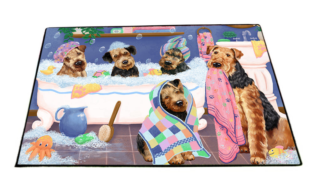 Rub A Dub Dogs In A Tub Airedale Terriers Dog Floormat FLMS53430