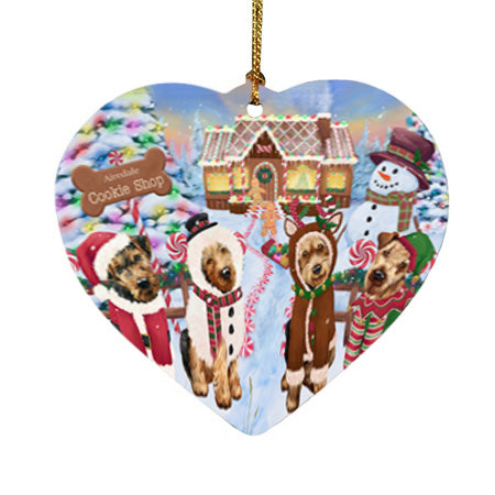 Holiday Gingerbread Cookie Shop Airedale Terriers Dog Heart Christmas Ornament HPOR56447