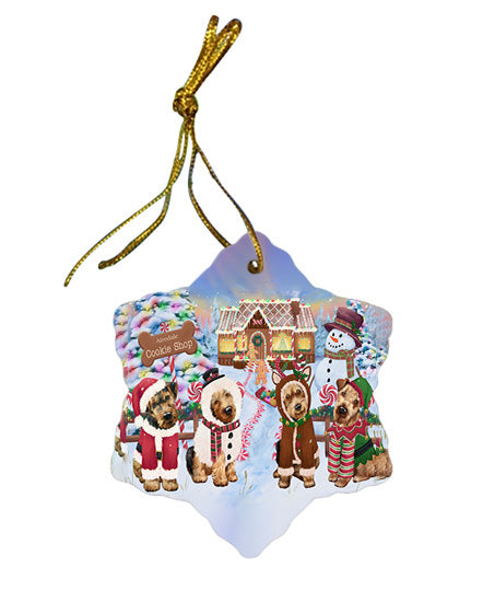 Holiday Gingerbread Cookie Shop Airedale Terriers Dog Star Porcelain Ornament SPOR56447