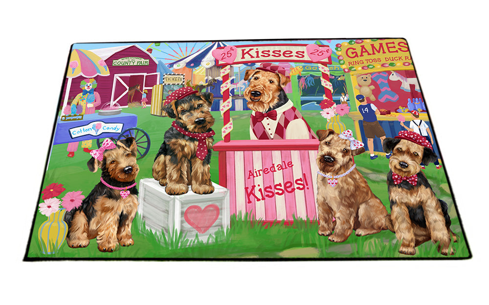 Carnival Kissing Booth Airedale Terriers Dog Floormat FLMS52851